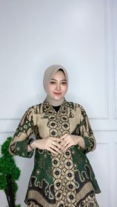 Baju Atasan Batik Wanita Model Kebaya Lengan Panjang Size M L XL XXL