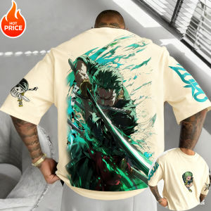 Bandai | Anime ONE PIECE Zoro Harajuku Men Vintage Summer T-shirt Loose Oversized Women Streetwear Casual Short-sleeved T Shirt Top Tee