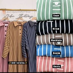 Midi Batwing salur knit wanita terbaru
