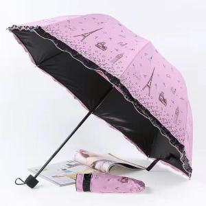 GUANGMANZHI | Candy Color Korean Style Princess Lace Edge UV Protection Sun Umbrella