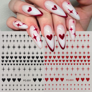 Glittery 3D heart-shaped nail stickers self-adhesive glossy DIY nail art decorations metallic heart-shaped nail stickers.