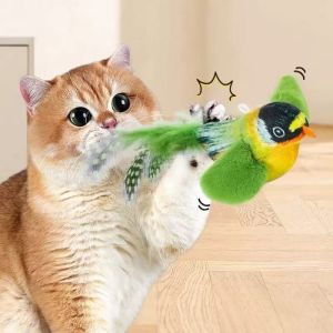 Interactive Cat Teaser Toy Imitation Bird with Squeaky Catnip Kitten Hanging Feather Door Toy for Kittens