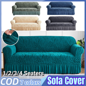 1/2/3/4 Seaters Jacquard Waterproof Sofa Slipcover Non-slip Stretch Sofa Cover Skirt Couch Cover