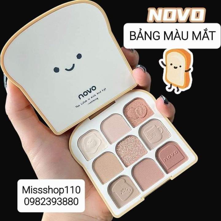 BẢNG PHẤN MẮT NOVO 9 MÀU HÌNH BÁNH MÌ CUTE- CHẤT MỊN LÌ - ÁNH NHŨ LẤP ...