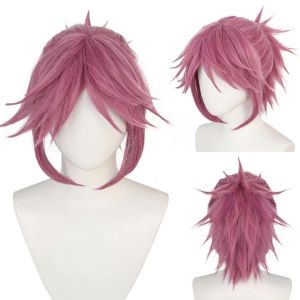Bộ Trang Phục Cosplay Anime Tóc Giả Màu Hồng Dành Cho Nữ Dùng Cho Lễ Hội Halloween Trang Phục Cosplay Machi Komacine Với Quần Short Chất Liệu Polyester