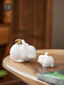 Đồ Trang Trí Gốm Bunnies Dễ Thương Trung Quốc Tích Hợp Thiết Kế Sáng Tạo Quà Tặng Năm Sinh Trang Sức Vật Cưng Trang Trí Nhà