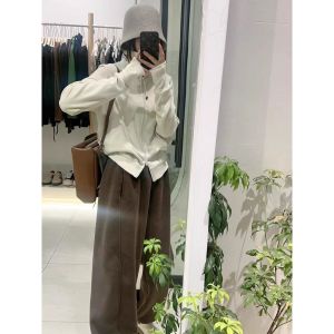 เสื้อแจ็คเก็ตคาร์ดิแกนคอตั้งสองด้านแฟชั่นสำหรับผู้หญิง ฤดูใบไม้ร่วง/ฤดูหนาว ทรงหลวม ปกติ แขนยาว ปกติ