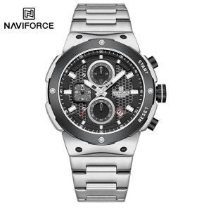 NAVIFORCE Man Quartz Top Brand Watch Luxury Luminous Chronograph Wristwatch Stainless Steel Waterproof Men Date Calendar Clock