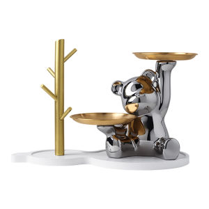 Bear Decor Key Holder Tray Storage Rack