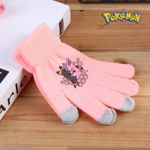 ZEEMIN Halloween Christmas Pokemon Pikachu Full Finger Knitted Gloves: Outdoor Cycling & Touch Screen Warm Solid Color Thick Cute Girl Boy Gifts