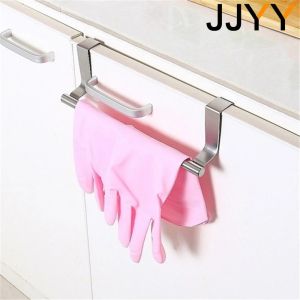 Stainless Steel Towel Bar Wall Mount Kitchen Cabinet Organizer Bathroom Hooks Storage Rack for Home Use
