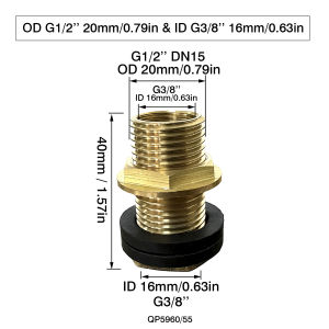 Car Wash Brass Bulkhead Fitting G1/2 3/4 1 3/8 Male Female Thread Water Tank Connector Through Wall Pipe Adapter Rubber Washer