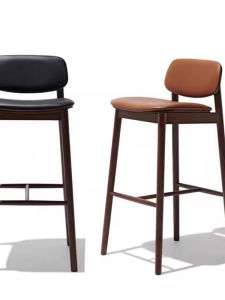 Nordic Style Solid Wood Bar Chair Designer Simple Counter Stool Backed High Stool Front Desk Chair Reception Home Island Chair