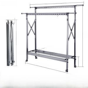 Foldable Dual Three-Bar Air Alloy Wheel Mobile Clothes Drying Rack Balcony Indoor Outdoor Ground Placement Quilt Drying Frame