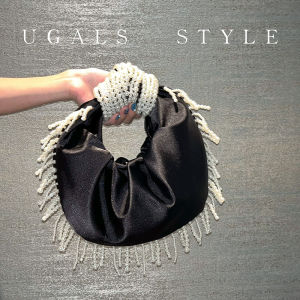 UGALS | Cloud-like Silk Satin Beaded Tassel Universal Handbag