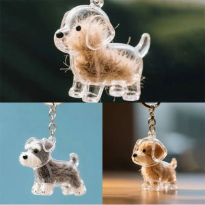 Clear Pet Hair Memorial Capsule DIY Dog Fur Keepsake Pendant for Keychain Puppy Hair Storage Container for Pet Lovers Gift