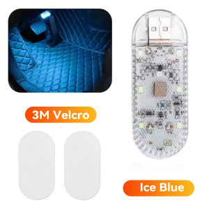 USB Touch Car Interior Light RGB 7 Colors White Warm Mini LED Footwell Atmosphere Lamp Portable Auto Door Ceiling Night Light