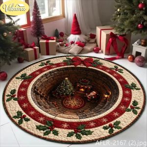 Round Christmas Rug 2026 3D Distressed Penguin Print Soft Non-Slip Living Room Carpet Festive Xmas Home Decor Holiday Gift