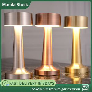 Simple LED Rechargeable Touch Metal Table Lamp Bedside Night LightAmbient Light for Bar Desk Decoration