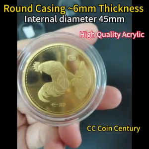 PCCB Coin Capsule 45mm Big Size Coin Coin Casing Clear Acrylic Thick 6mm Coin Storage Box