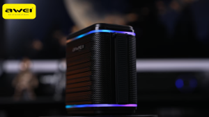 Awei Outdoor Portable Bluetooth speaker 15W Horn TWS Connection LED Ambient lighting 3D Surround HiFi Stereo Vigorous bass wireless speakers for Home TV Party