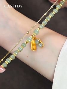 Gelang Giok Motif Kacang Merah & Hijau GL-020: Aksesoris Fashion Wanita Korea