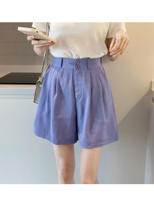 AMILUCK | High Waist Wide Leg Pants Womens Fashion Solid Color Casual Trousers Loose A-Line Shorts Korean Style Spring Summer Cotton Polyester