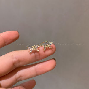 Elegant Butterfly Ear Clips Womens Fashion Jewelry No Piercing Woodland Style Alloy Silver Gold Finish Korean Style Earrings