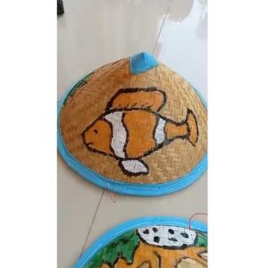 Caping lukis anak tema laut / Topi caping hias free kopiah