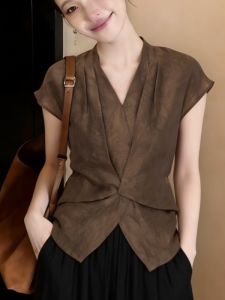 AIYITI | Elegant V-Neck Short Sleeve T-Shirt