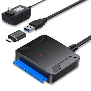 SATA to USB 3.0 and USB C Adapter Cable for 3.5 2.5 Inch SSD/HDD Hard Drive Reader External Converter for SSD/HDD Data Transfer