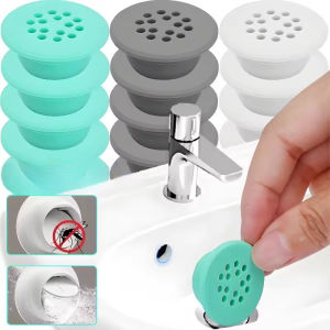 10PCS Bathroom Wash Basin Seal Stopper Silicone Sink Hole Overflow Cover Odor-proof Replacement Bathtub Drain Cap Plug Hair Filter