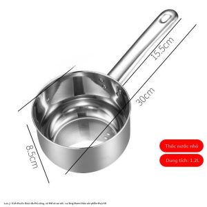 Dày Dặn Skimmer Nước 304 Bằng Thép Không Gỉ Dụng Cụ Nhà Bếp Skimmer Nước Sâu Truyền Thống Tay Cầm Dài Để Nấu Ăn Và Nướng Bánh