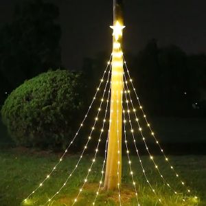 LED Five-pointed Star Waterfall Light Christmas Hanging Tree Outdoor Garden LEd Curtain Light