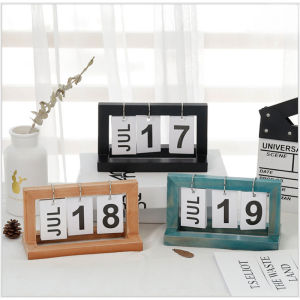 Nordic Style Wooden Page-Turning Calendar Natural Wood Grain Home Decor Office Decor Calendar