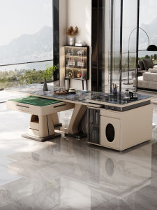 High-End Island Dining Table Mahjong Table Rock Panel Integrated Tea Brewing Simple Modern Rectangular Shape Home Furniture