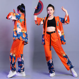 Womens Street Dance Performance Costume Set Classical Jazz Hip Hop Trendy National Style Outfit for Dance Show Performances
