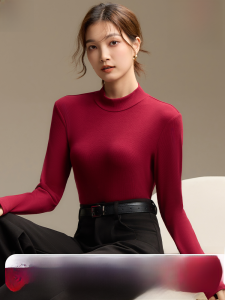 MiiOW | Cat Person Ankela Red Round Neck Long Sleeve T-Shirt Early Autumn Top Inner Wear Casual Slim Fit Base Shirt Soft Comfortable