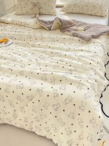 Moon Home Mall 5/6.5ฟุต ผ้าห่มเย็นสบาย ฤดูร้อนเส้นใยถั่วเหลืองถูกแช่เย็นโดยเครื่องปรับอากาศฤดูร้อนผ้าห่มบางแม่ และลูกสามารถซักได้