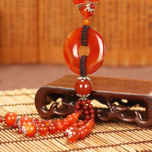 Red Agate Automobile Hanging Ornament Entry and Exit Peace Buckle Luxury Decoration Car Accessories Car Generous and Upscale Creative Pendant