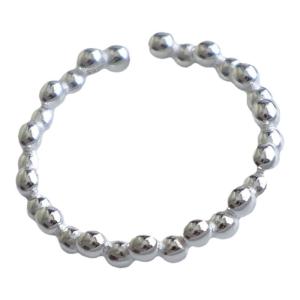 Srrmhyn Hollow out Irregular Flower Ring Small Beaded Interwoven Stackable Silver Plated 925 Womens Unique Design Ring