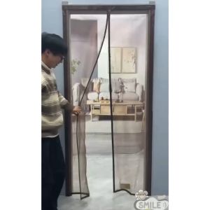 Smile😊 พร้อมส่ง💯 ม่านประตูแม่เหล็กกันยุง ติดตั้งง่าย แถมฟรี หมุดทองเหลือง+ตีนตุ๊กแก อากาศถ่ายเทได้สะดวก มุ้งลวด