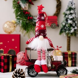 Christmas Faceless Doll Gnome Ornaments LED Light Plush Knitting Crafts Tree Pendant Christmas Decorations for Home Kids Gift