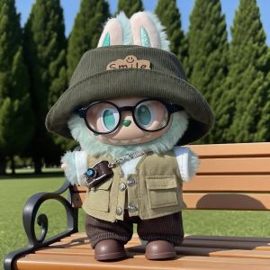 Labubu Green Clothing Set for 17cm Doll Polyester Fiber Japanese Style Quiet High Energy Suitable for First Third Generation Dolls