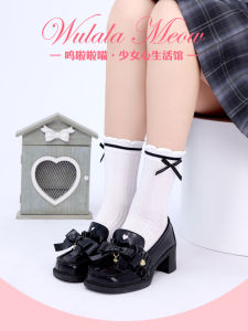 Tất Lolita College Style Sweet Butterfly Knot Ballet Style Mid-Calf Bulk White Bé Gáis Socks All-Match White Butterfly Knot