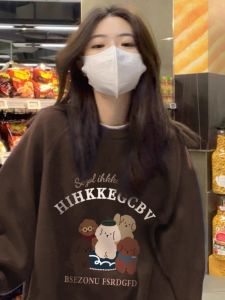 SHUQINGLAI | Áo Hoodie Dễ Thương Không Có Mũ Đeo Cổ Tròn 2026 Phong Cách Thu Xuân