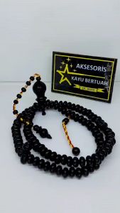 tasbih kayu galih kelor hitam butiran pipih terbaik