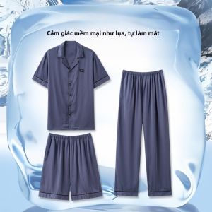MiiOW | Bộ đồ ngủ nam mùa hè MiiOW Ice Silk thoáng khí thoải mái rộng rãi quần short tay ngắn vải polyester 95% polyester co giãn 5%