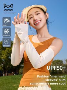 miiow | Ice Silk Sleeve Covers Womens Sun Protection Lightweight Cycling Driving Arm Guard UV Protection Summer Thin Ice Silk Hand Sleeve