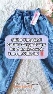 Yansa Kids-Celana Cargo Jeans Anak Laki-Laki Usia 1-7 Tahun - Bawahan Panjang Cargo Denim Anak Cowok